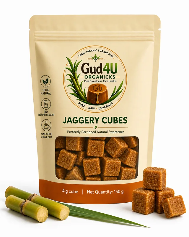 Natural jaggery cubes, 150 g pouch